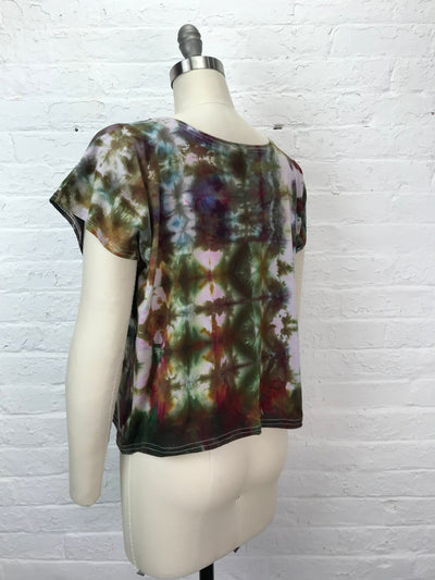 Juni Short Sleeve Crop Top in Glitch - One Size