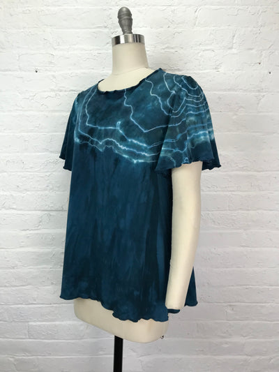 Rose Top with Flounce Sleeve in Malachite Geode