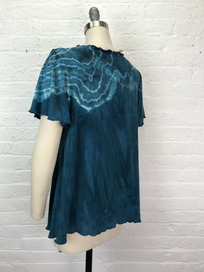 Rose Top with Flounce Sleeve in Malachite Geode