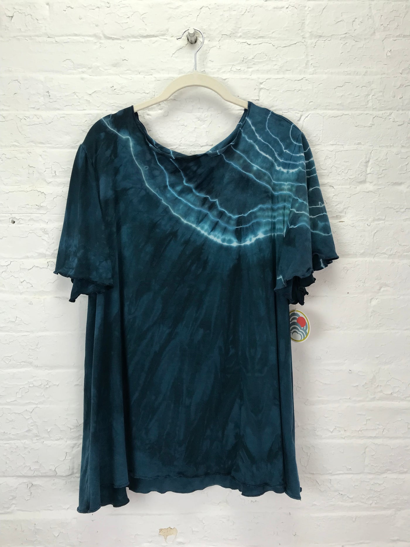 Rose Top with Flounce Sleeve in Malachite Geode