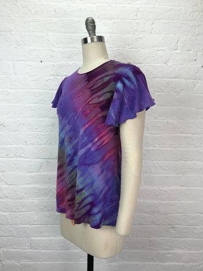 Jane Top with Flutter Sleeve in Iridescent Mermaid