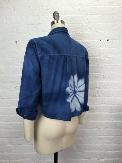 Cropped Buttonup in Indigo Flower