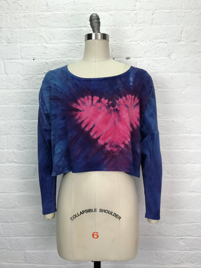 Astrid Long Sleeve Crop Top in Folk Art Heart - Cloud Candy