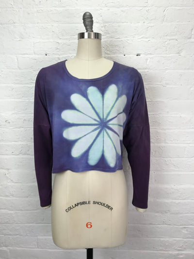 Astrid Long Sleeve Hand-dyed Bamboo Shibori Crop Top in Moonlight Mint - One Size - Cloud Candy