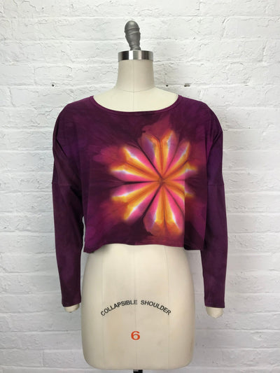 Astrid Long Sleeve Crop Top in Rosy Bramble - One Size - Cloud Candy