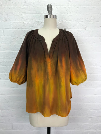 Corduroy Poet Sleeve Blouse in Chocolate Covered Toffee - Cloud Candy