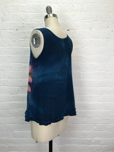 Eileen Longer Tank Top with Triple Ruffle in Lotus Flower - Cloud Candy