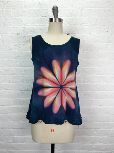Eileen Longer Tank Top with Triple Ruffle in Lotus Flower - Cloud Candy