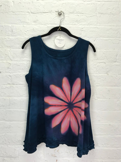 Eileen Longer Tank Top with Triple Ruffle in Lotus Flower - Cloud Candy