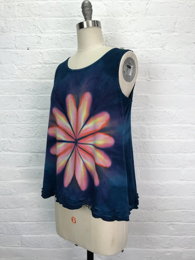 Eileen Longer Tank Top with Triple Ruffle in Lotus Flower - Cloud Candy
