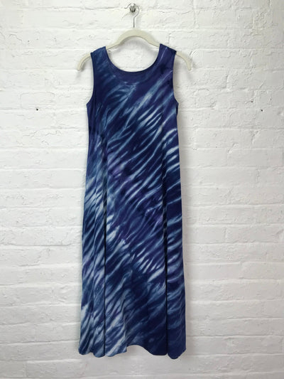 Eileen Midi Tank Dress in Blue Waves - Cloud Candy