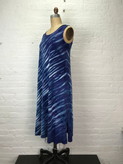 Eileen Midi Tank Dress in Blue Waves - Cloud Candy
