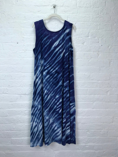 Eileen Midi Tank Dress in Blue Waves - Cloud Candy