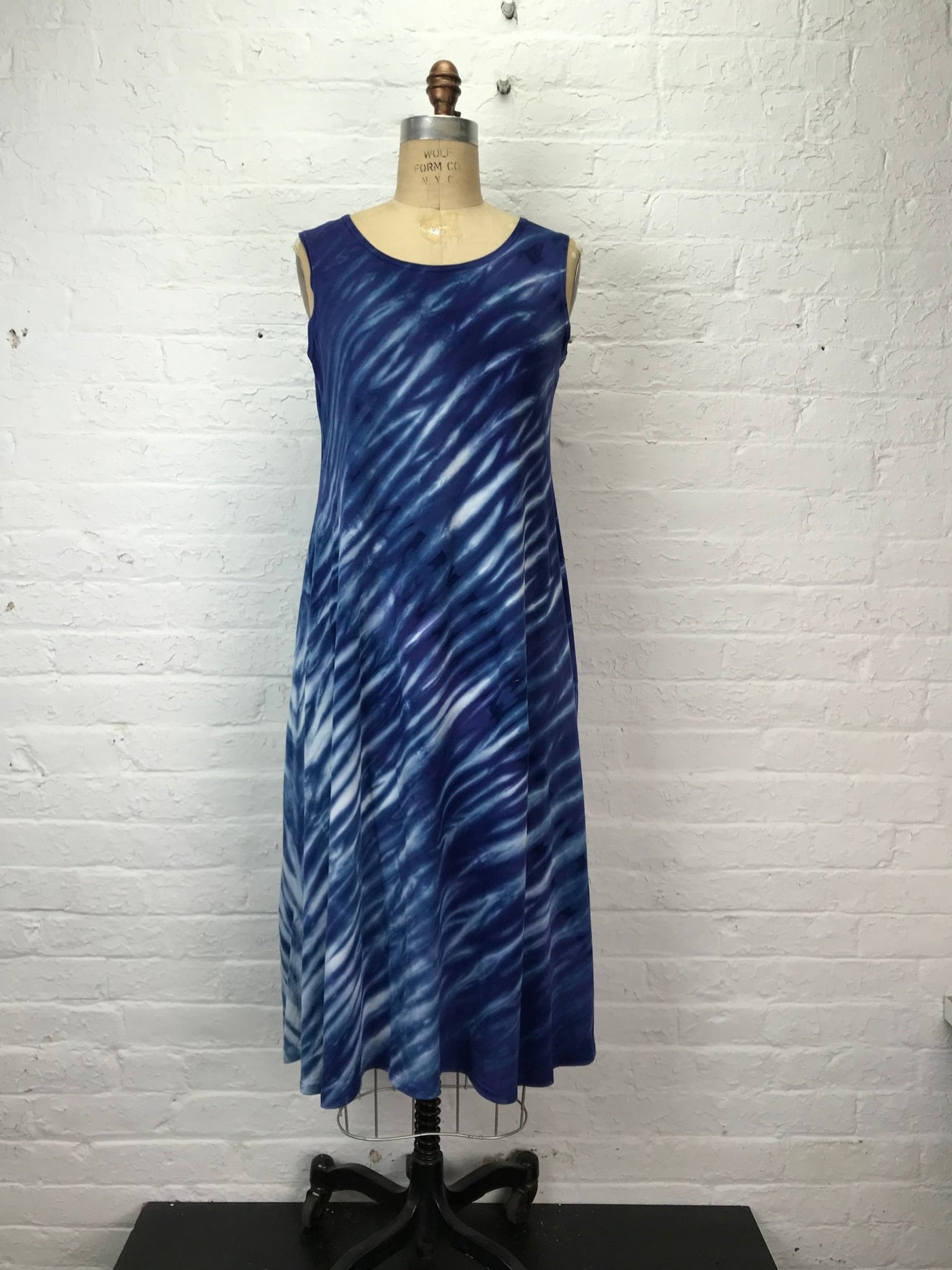 Eileen Midi Tank Dress in Blue Waves - Cloud Candy