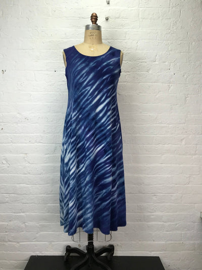 Eileen Midi Tank Dress in Blue Waves - Cloud Candy
