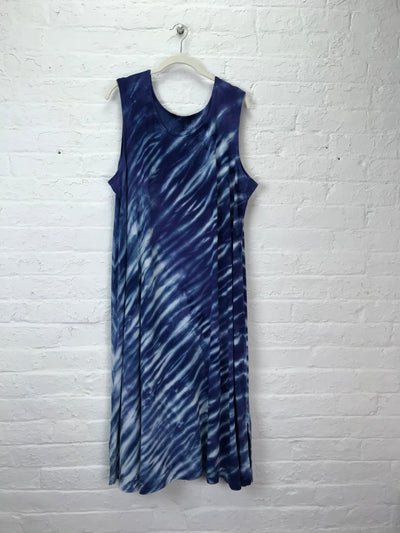 Eileen Midi Tank Dress in Blue Waves - Cloud Candy