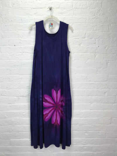 Eileen Midi Tank Dress in Copper Amethyst Daisy - Cloud Candy