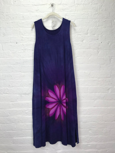 Eileen Midi Tank Dress in Copper Amethyst Daisy - Cloud Candy