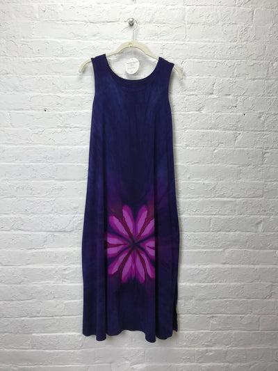 Eileen Midi Tank Dress in Copper Amethyst Daisy - Cloud Candy