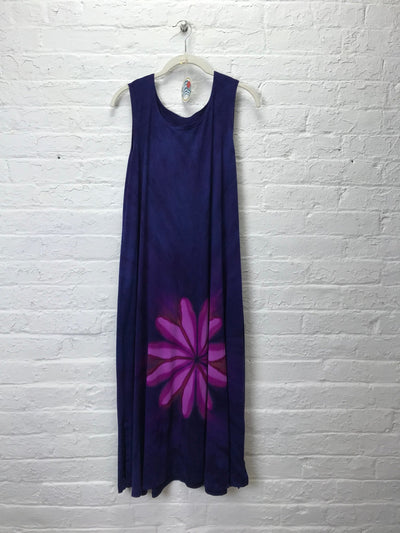 Eileen Midi Tank Dress in Copper Amethyst Daisy - Cloud Candy