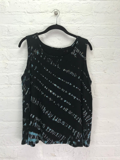 Eileen Tank Top in Blue Hieroglyphics - Cloud Candy