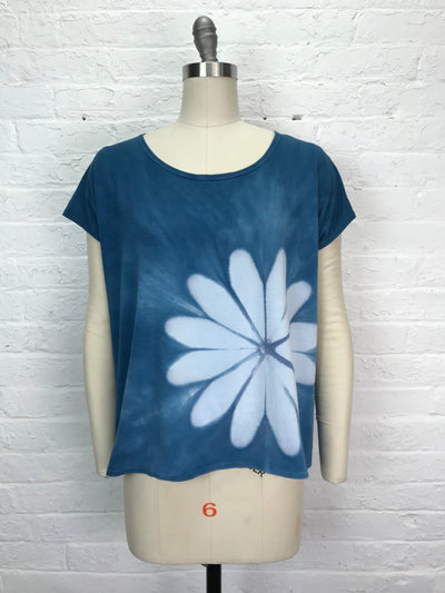Elsie Top in Faded Denim Bloom - Cloud Candy