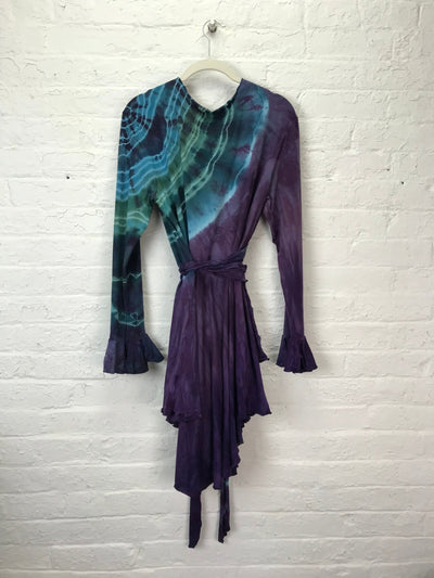 Flamenco Wrap Tuxedo Jacket in Turkish Blue Geode - Cloud Candy