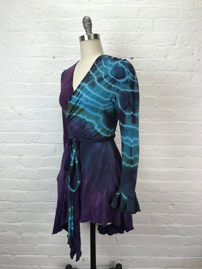 Flamenco Wrap Tuxedo Jacket in Turkish Blue Geode - Cloud Candy