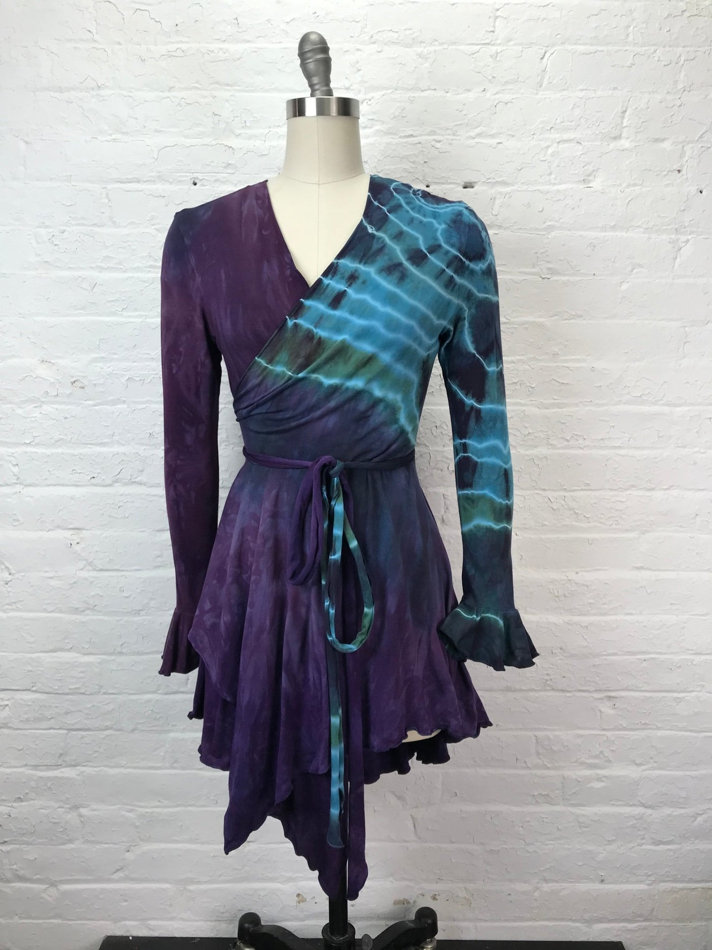 Flamenco Wrap Tuxedo Jacket in Turkish Blue Geode - Cloud Candy