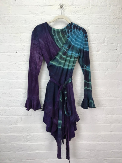 Flamenco Wrap Tuxedo Jacket in Turkish Blue Geode - Cloud Candy