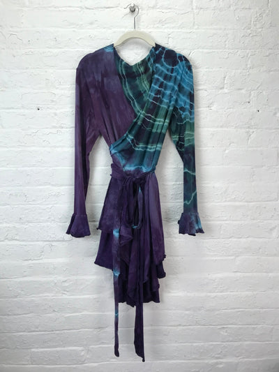 Flamenco Wrap Tuxedo Jacket in Turkish Blue Geode - Cloud Candy