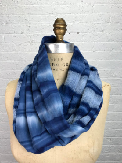 Fleece Cowl Warmer in Indigo Stripe - Cloud Candy