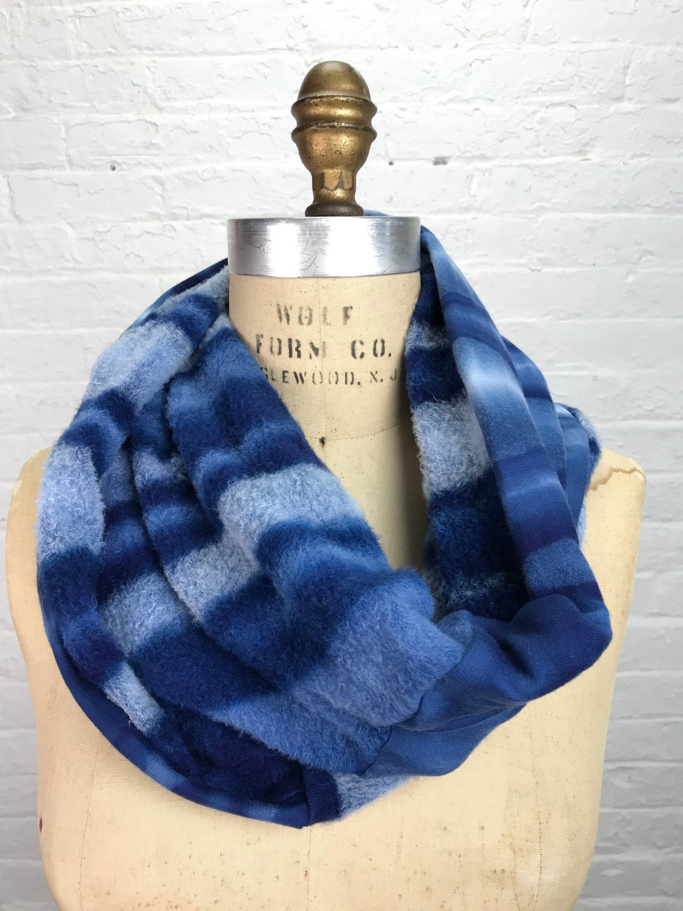 Fleece Cowl Warmer in Indigo Stripe - Cloud Candy