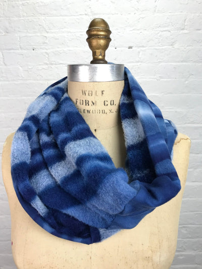 Fleece Cowl Warmer in Indigo Stripe - Cloud Candy
