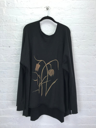 Fleece Raglan Sweatshirt Tunic in Fritillaria - Cloud Candy