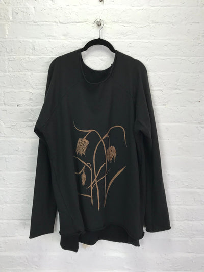 Fleece Raglan Sweatshirt Tunic in Fritillaria - Cloud Candy
