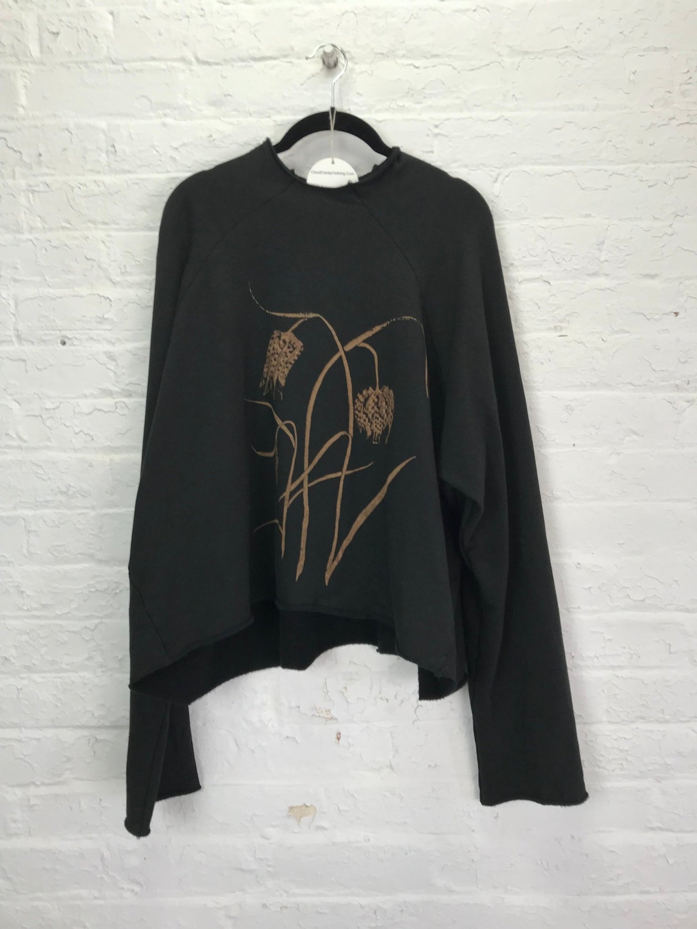 Funnel Neck Cropped Fleece Raglan Sweatshirt in Fritillaria - Cloud Candy