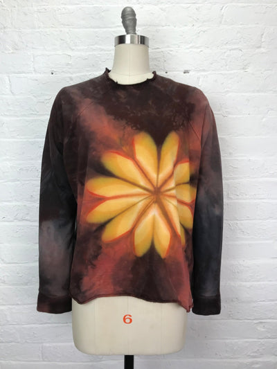 Funnel Neck Raglan Sweatshirt in Autumn Gold Blossom - Cloud Candy