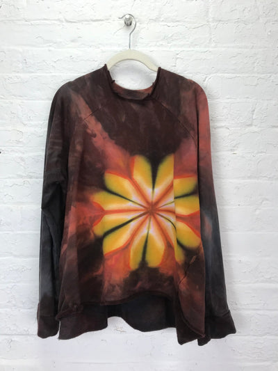 Funnel Neck Raglan Sweatshirt in Autumn Gold Blossom - Cloud Candy