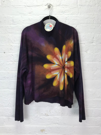 Funnel Neck Raglan Top in Flame Flower - Cloud Candy