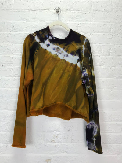 Heavyweight Fleece Cropped Sweatshirt in Caramel Suede - Cloud Candy