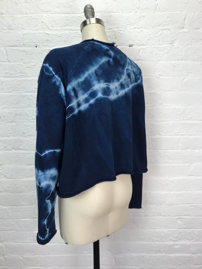 Heavyweight Fleece Cropped Sweatshirt in Midnight Lightning - Cloud Candy
