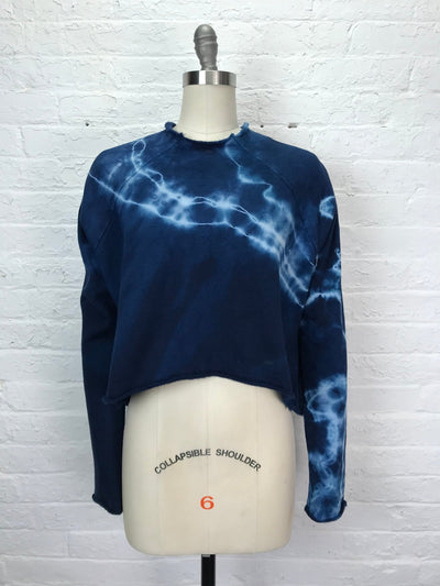 Heavyweight Fleece Cropped Sweatshirt in Midnight Lightning - Cloud Candy