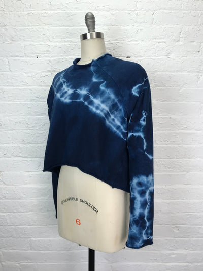 Heavyweight Fleece Cropped Sweatshirt in Midnight Lightning - Cloud Candy