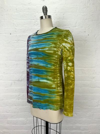 Jane Long Sleeve Top in Blue, Gold and Violet - Cloud Candy