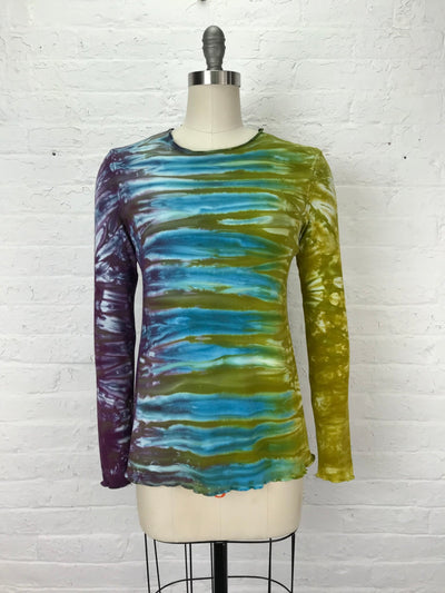 Jane Long Sleeve Top in Blue, Gold and Violet - Cloud Candy