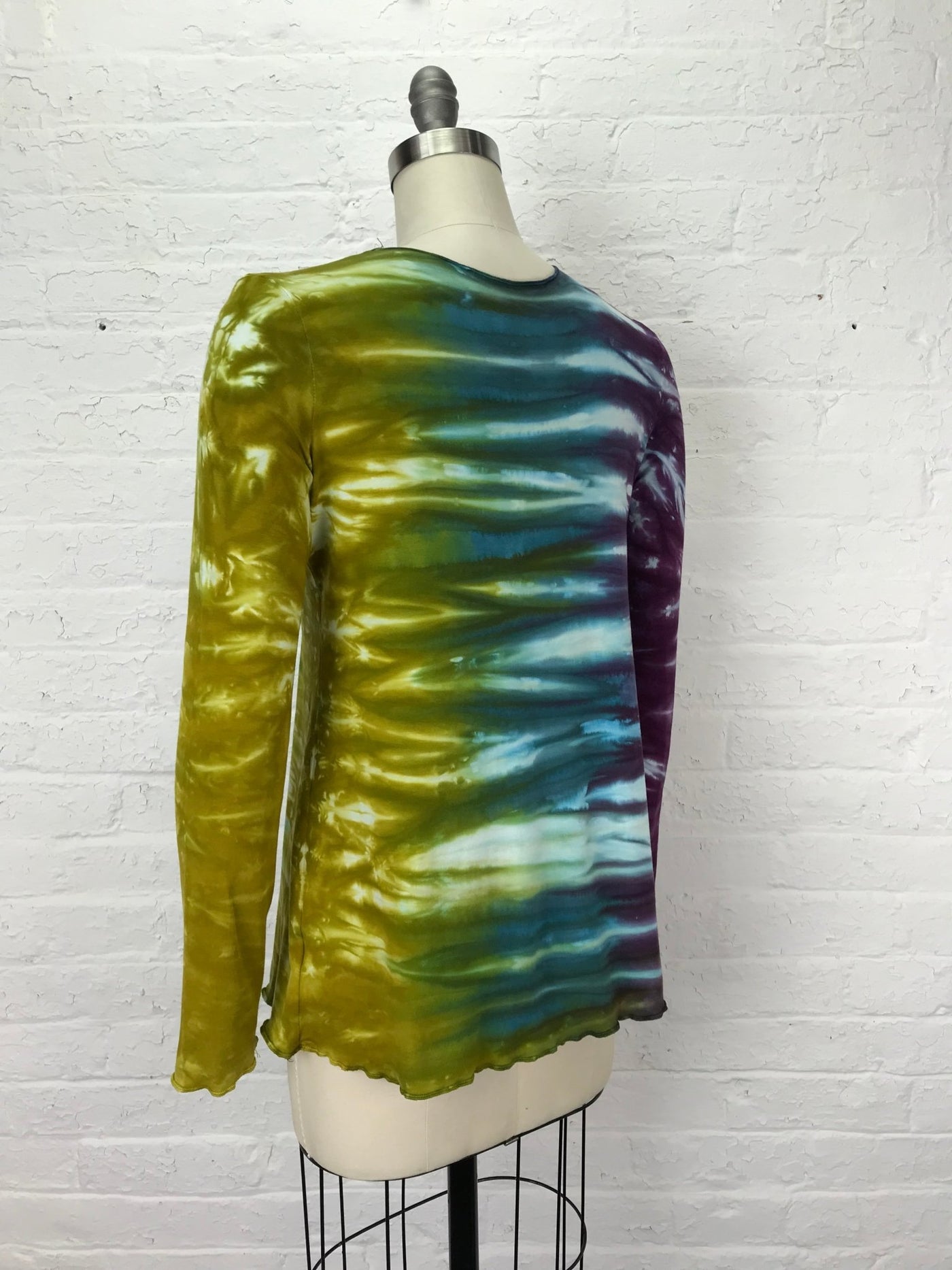 Jane Long Sleeve Top in Blue, Gold and Violet - Cloud Candy