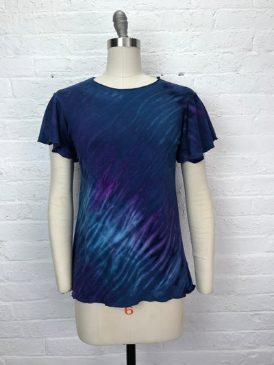 Jane Top with Flutter Sleeve in Underwater Quake - Cloud Candy