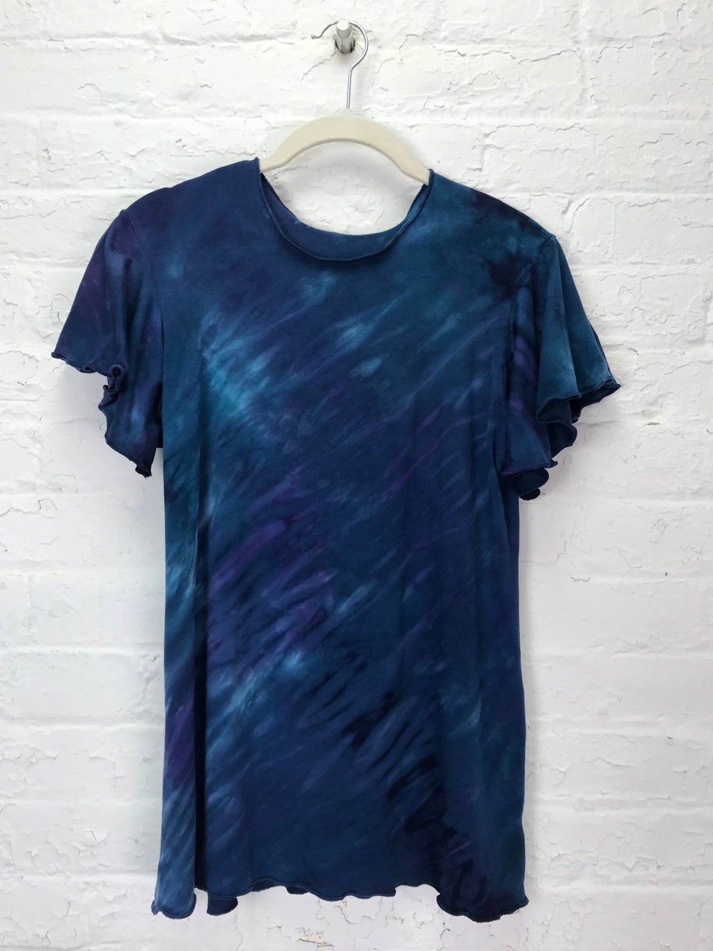 Jane Top with Flutter Sleeve in Underwater Quake - Cloud Candy