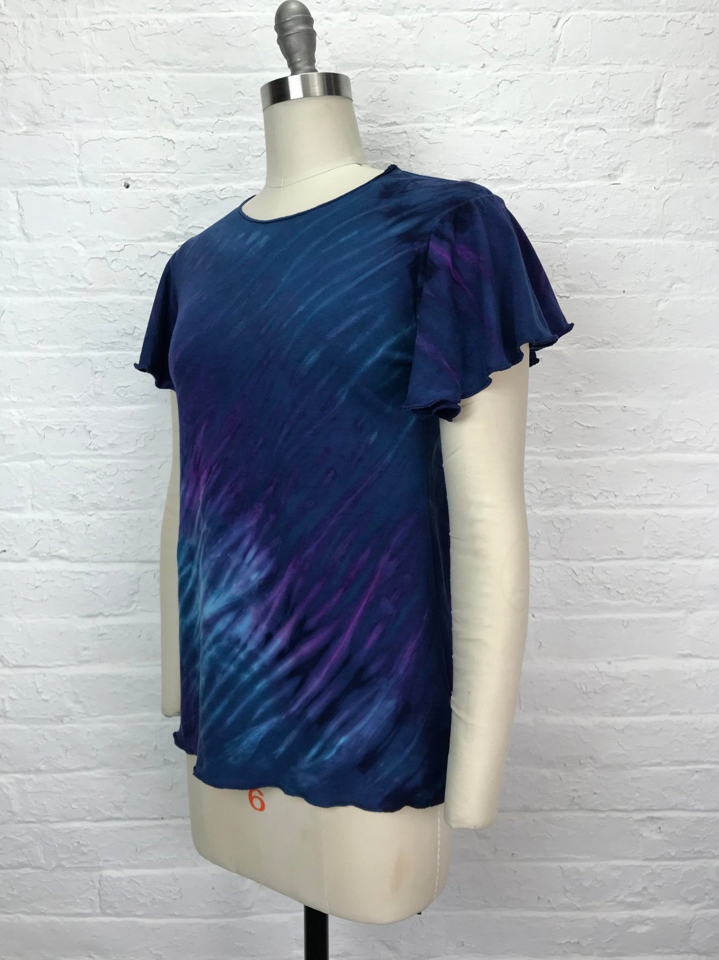 Jane Top with Flutter Sleeve in Underwater Quake - Cloud Candy